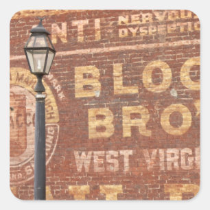 Pegatina Cuadrada Anuncios en el lado de la construcción