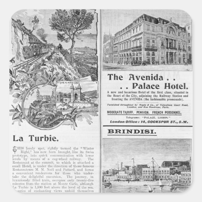 Pegatina Cuadrada Anuncios para el restaurante La Turbie, (Anverso)
