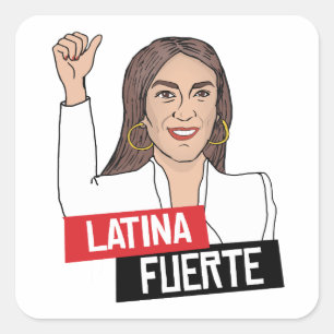 Pegatina Cuadrada AOC Latina Fuerte