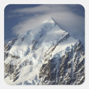Pegatina Cuadrada Aoraki Monte Cook, País Mackenzie, Sur