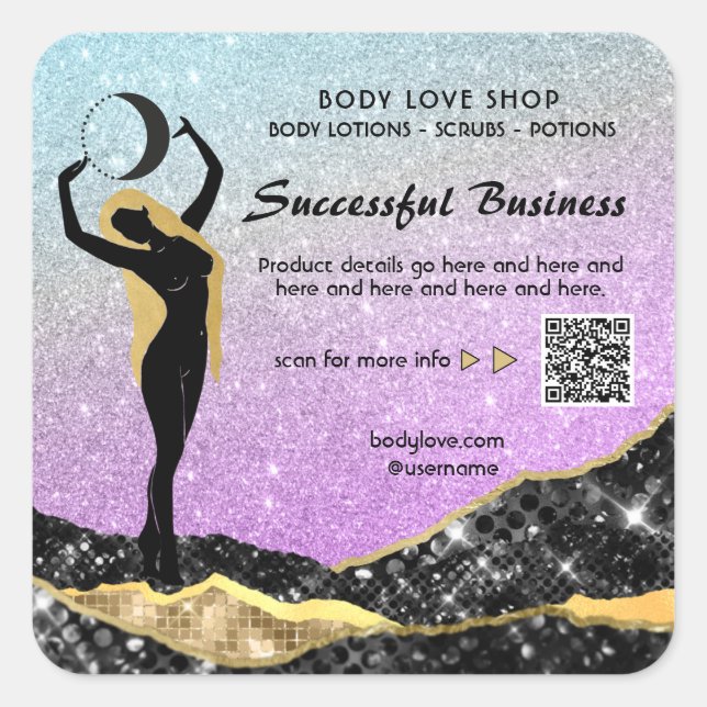 Pegatina Cuadrada *~* AP24 Diosa Arcoiris Intención Spell Ombre (Anverso)