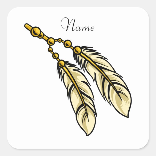 Pegatina Cuadrada Apache Feathers Thunder_Cove (Anverso)