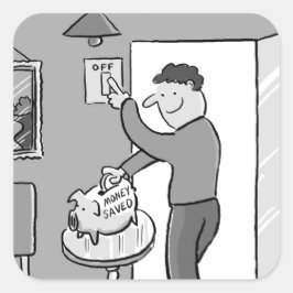 Pegatina Cuadrada Apagar luces Ahorra energía