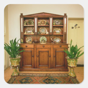 Pegatina Cuadrada Aparador del pino y del cedro