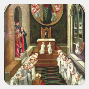 Pegatina Cuadrada Aparición de la Virgen a una comunidad