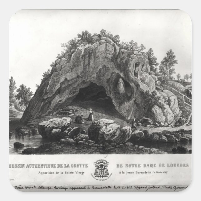 Pegatina Cuadrada Aparición de la Virgen María (Anverso)