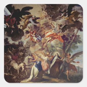 Pegatina Cuadrada Aparición de San José a St Theresa