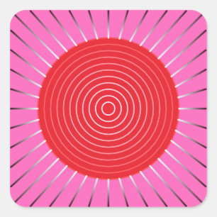 Pegatina Cuadrada Aparición geométrica moderna - Fuchsia y rojo