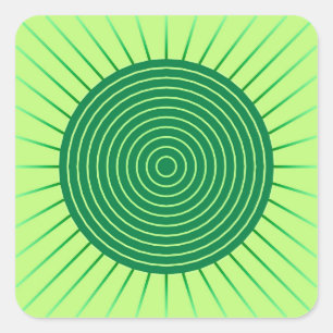 Pegatina Cuadrada Aparición geométrica moderna: verde esmeralda y ca