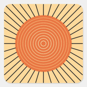 Pegatina Cuadrada Aparición solar geométrica moderna - Naranja manda