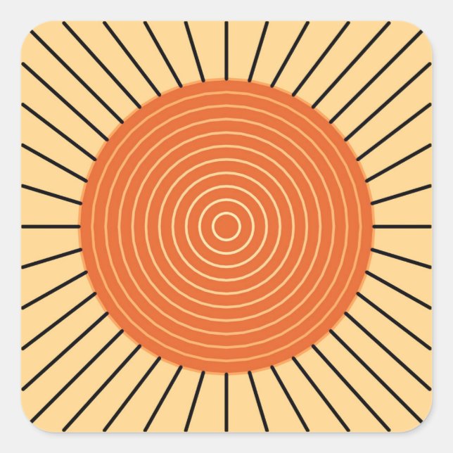 Pegatina Cuadrada Aparición solar geométrica moderna - Naranja manda (Anverso)