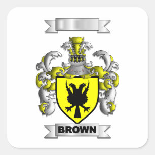 Pegatina Cuadrada Apellido de Familia Brown y Escu