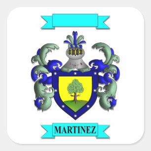 Pegatina cuadrada Apellido Martinez y Escudo