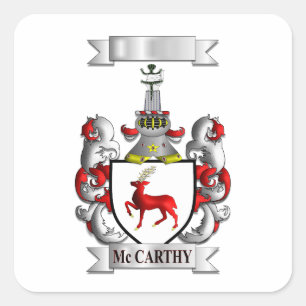 Pegatina cuadrada Apellido McCarthy y Escudo