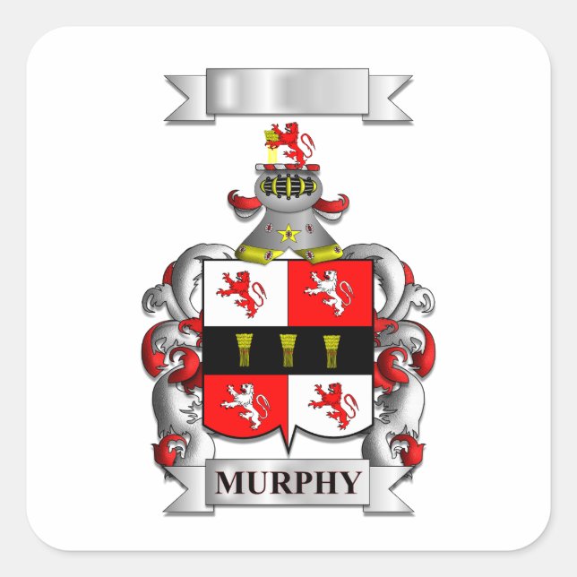 Pegatina cuadrada apellido Murphy y escudo (Anverso)