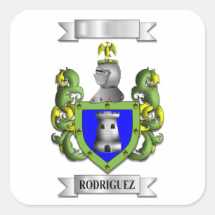 Pegatina cuadrada Apellido Rodriguez y Escudo