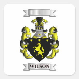 Pegatina Cuadrada Apellido Wilson Familia Y Escudo