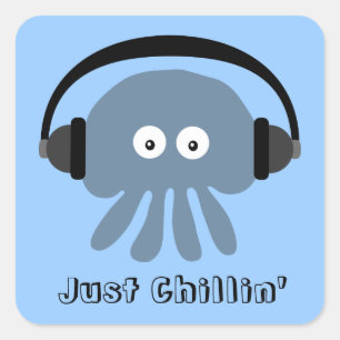 Pegatina Cuadrada Apenas medusas azules de Chillin con los