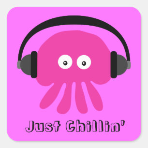Pegatina Cuadrada Apenas medusas rosadas de Chillin con los