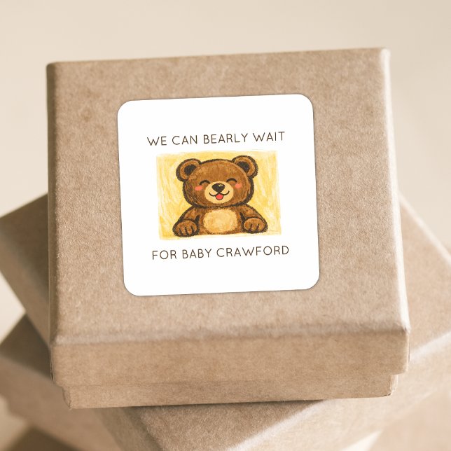 Pegatina Cuadrada ¡Apenas Podemos Esperar! Simple Cumpleaños de Baby (Subido por el creador)