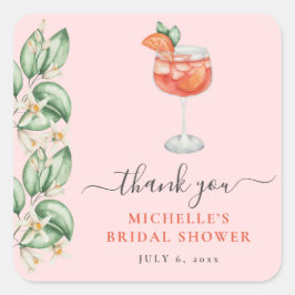 Pegatina Cuadrada Aperol Spritz Naranja Despedida de Soltera