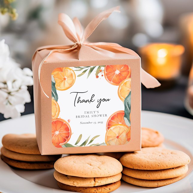 Pegatina Cuadrada Aperol Spritz Watercolor Bridal Shower (Subido por el creador)