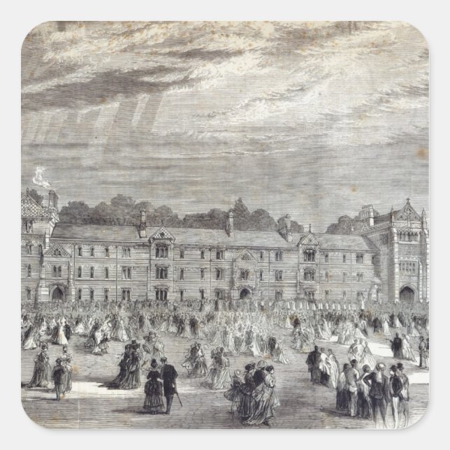 Pegatina Cuadrada Apertura del Keble College, Oxford (Anverso)