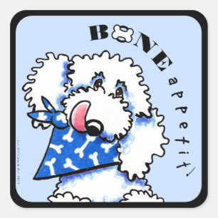 Pegatina Cuadrada ¡Apetito de huesos de perro! Mascota Gourmet Foods