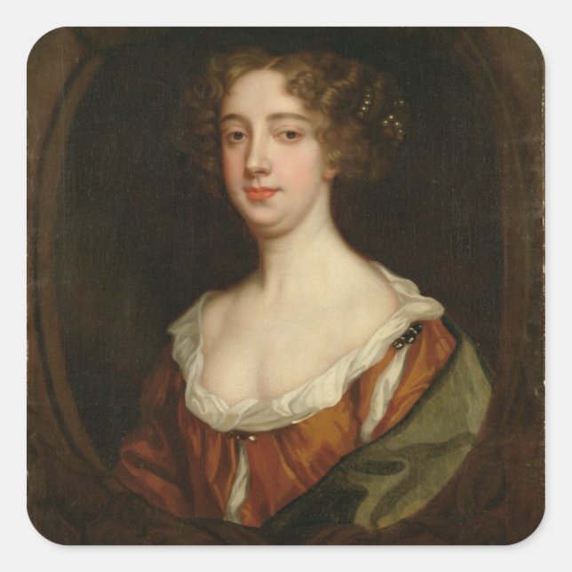Pegatina Cuadrada Aphra Behn (1640-89) (aceite sobre lienzo) (Anverso)