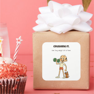 Pegatina Cuadrada Aplastándolo - Un peso pequeño a la vez