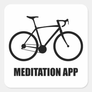 Pegatina Cuadrada Aplicación de meditación en bicicleta