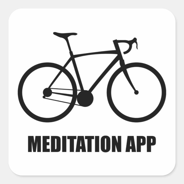 Pegatina Cuadrada Aplicación de meditación en bicicleta (Anverso)