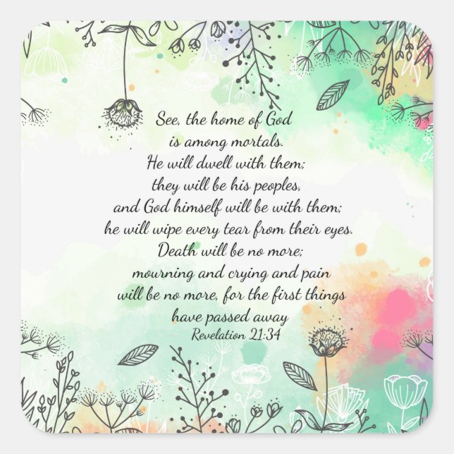 Pegatina Cuadrada Apocalipsis 21:34 (Anverso)