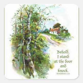 Pegatina Cuadrada Apocalipsis 3:20 Escritura