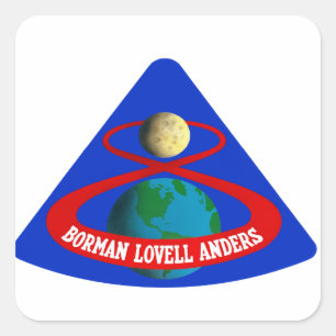 Pegatina Cuadrada Apolo 8: ¡Los Primeros Hombres En La Luna!