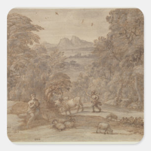 Pegatina Cuadrada Apolo y mercurio paisajístico