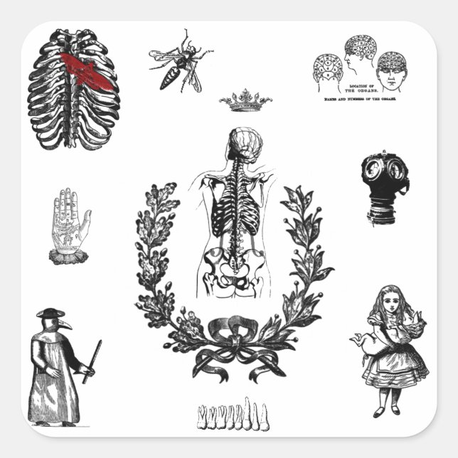 Pegatina Cuadrada Apothecary (Anverso)