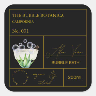 Pegatina Cuadrada Apothecary Aloe Vera Bubble Bath Label