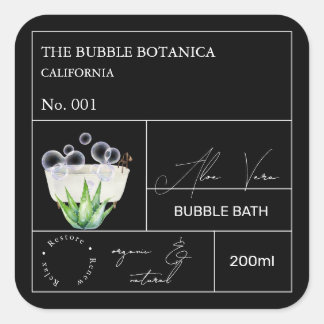 Pegatina Cuadrada Apothecary Aloe Vera Bubble Bath Label