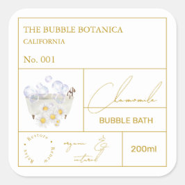 Pegatina Cuadrada Apothecary Chamomile Bubble Bath Label