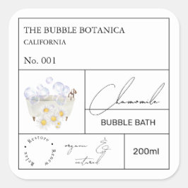 Pegatina Cuadrada Apothecary Chamomile Bubble Bath Label