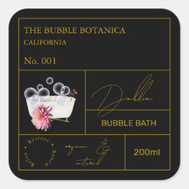 Pegatina Cuadrada Apothecary Dahlia Bubble Bath Label