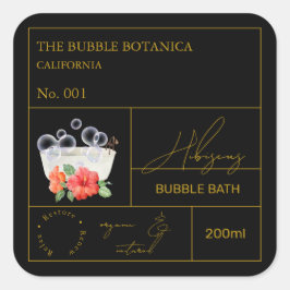 Pegatina Cuadrada Apothecary Hibiscus Bubble Bath Label