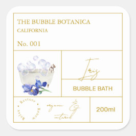 Pegatina Cuadrada Apothecary Iris Bubble Bath Label