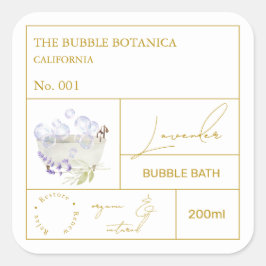 Pegatina Cuadrada Apothecary Lavender Bubble Bath Label
