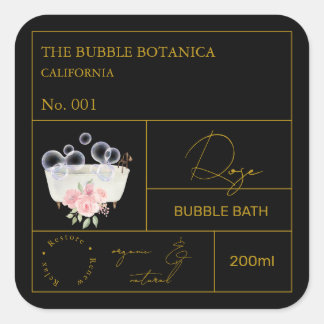 Pegatina Cuadrada Apothecary Rose Bubble Bath Label