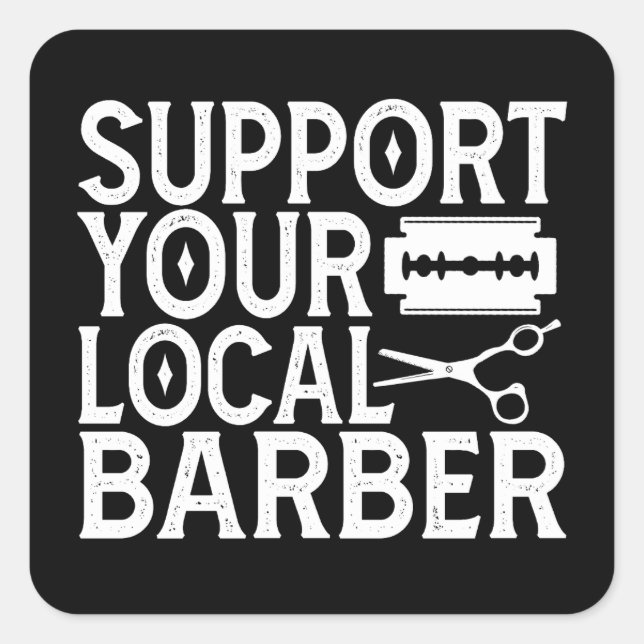 Pegatina Cuadrada Apoya a tu barbero local 2024 (Anverso)