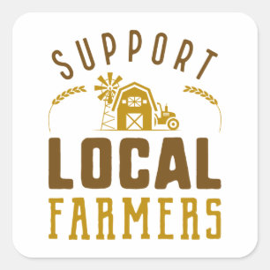 Pegatina Cuadrada Apoyar a los agricultores locales