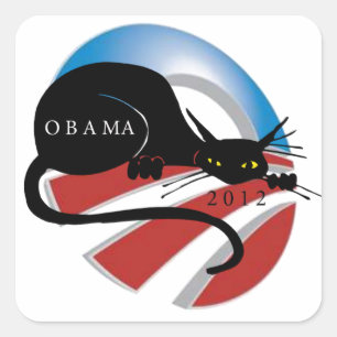 PEGATINA CUADRADA APOYAR A LOS AMANTES DE OBAMA CAT