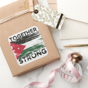 Pegatina Cuadrada Apoyar juntos a Palestina